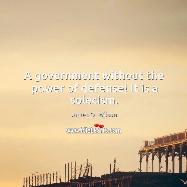 A government without the power of defense! it is a solecism. James Q. Wilson Picture Quote