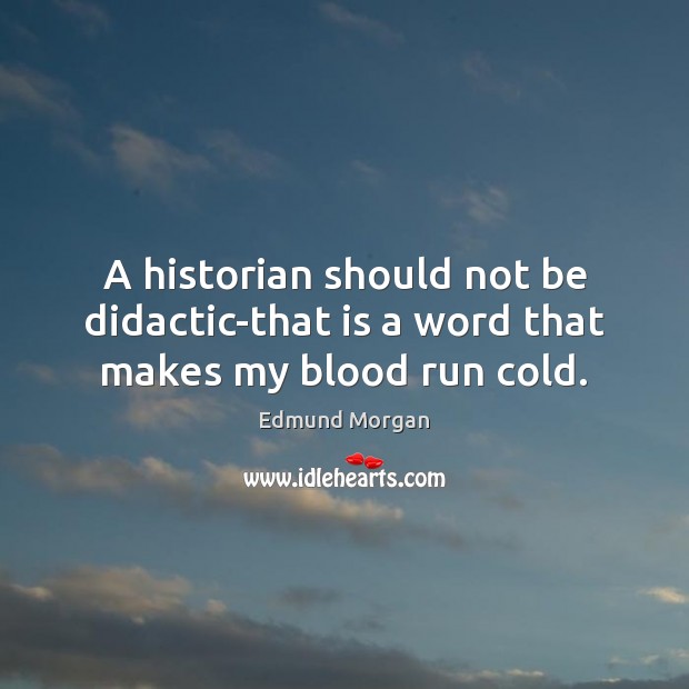 A historian should not be didactic-that is a word that makes my blood run cold. Edmund Morgan Picture Quote