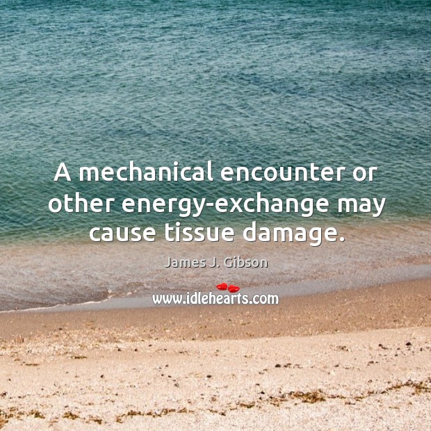 A mechanical encounter or other energy-exchange may cause tissue damage. James J. Gibson Picture Quote