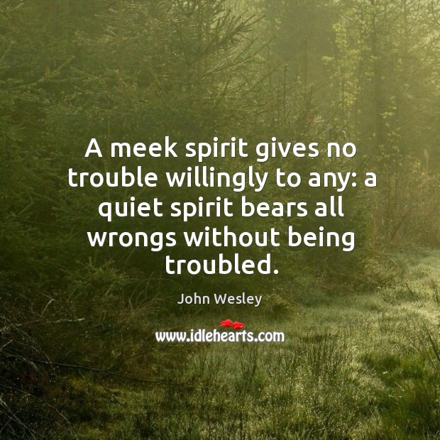 A meek spirit gives no trouble willingly to any: a quiet spirit Image