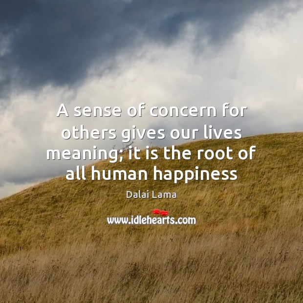 A sense of concern for others gives our lives meaning; it is Dalai Lama Picture Quote