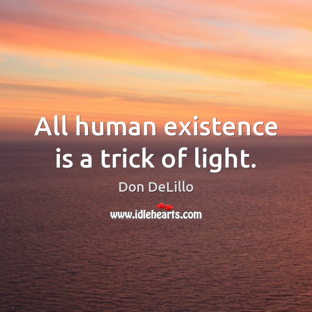 All human existence is a trick of light. Don DeLillo Picture Quote