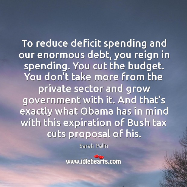 And that’s exactly what obama has in mind with this expiration of bush tax cuts proposal of his. Sarah Palin Picture Quote