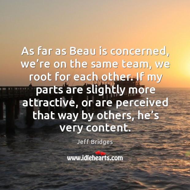 As far as beau is concerned, we’re on the same team, we root for each other. Team Quotes Image