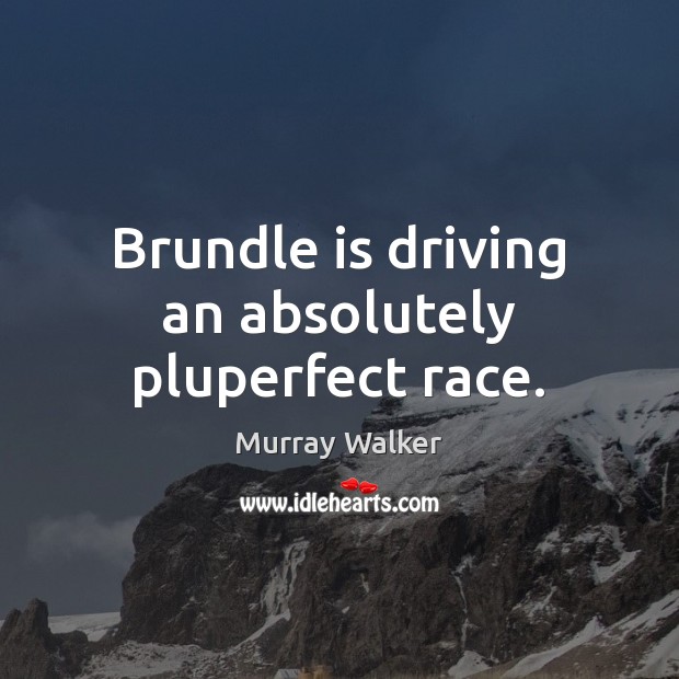 Brundle is driving an absolutely pluperfect race. Driving Quotes Image