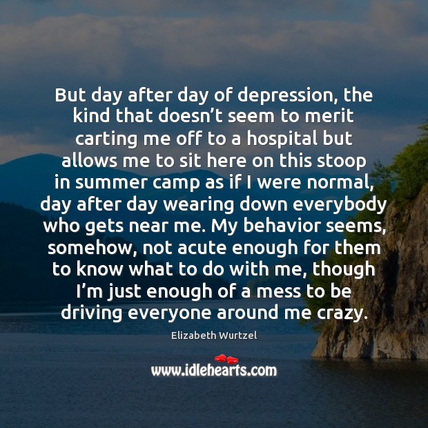 But day after day of depression, the kind that doesn’t seem Behavior Quotes Image