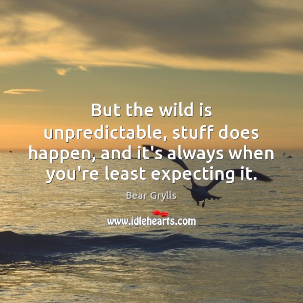 But the wild is unpredictable, stuff does happen, and it’s always when Bear Grylls Picture Quote