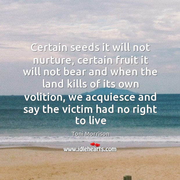 Certain seeds it will not nurture, certain fruit it will not bear Image