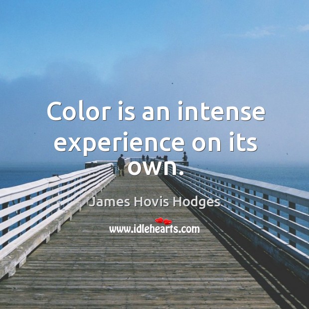 Color is an intense experience on its own. James Hovis Hodges Picture Quote