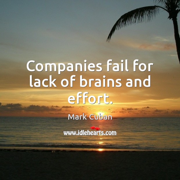 Companies fail for lack of brains and effort. Effort Quotes Image