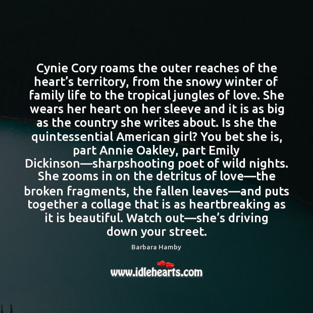 Cynie Cory roams the outer reaches of the heart’s territory, from Driving Quotes Image