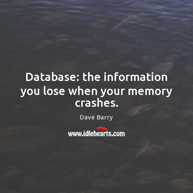 Database: the information you lose when your memory crashes. Picture Quotes Image