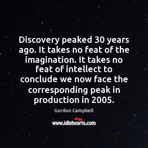 Discovery peaked 30 years ago. It takes no feat of the imagination. It Gordon Campbell Picture Quote