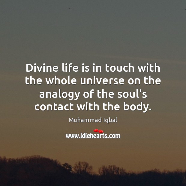 Divine life is in touch with the whole universe on the analogy Muhammad Iqbal Picture Quote