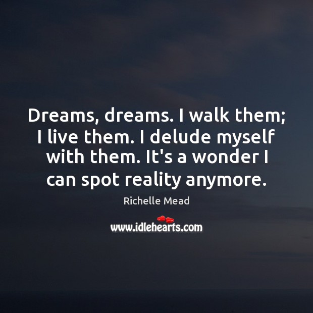 Dreams, dreams. I walk them; I live them. I delude myself with Image