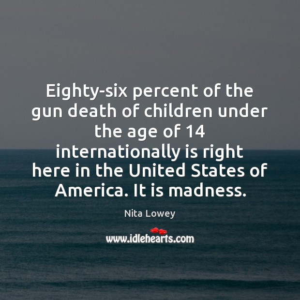 Eighty-six percent of the gun death of children under the age of 14 Image