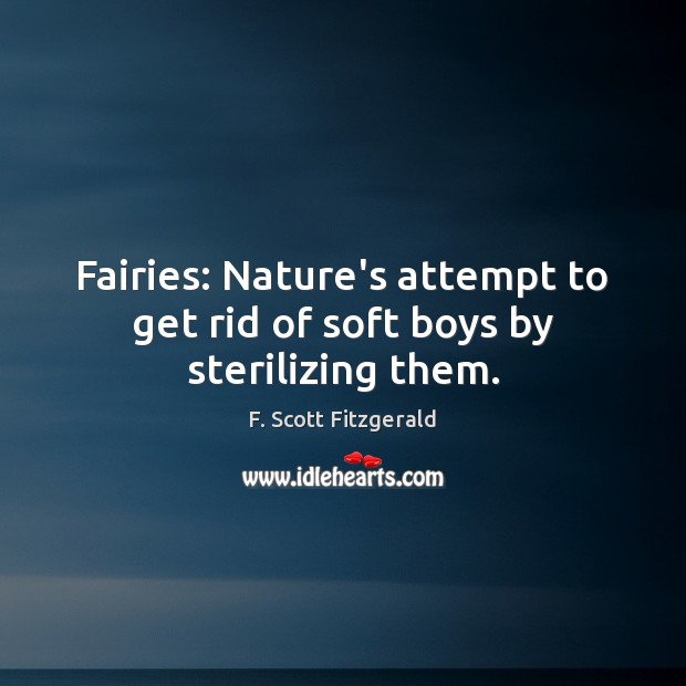 Fairies: Nature’s attempt to get rid of soft boys by sterilizing them. Nature Quotes Image