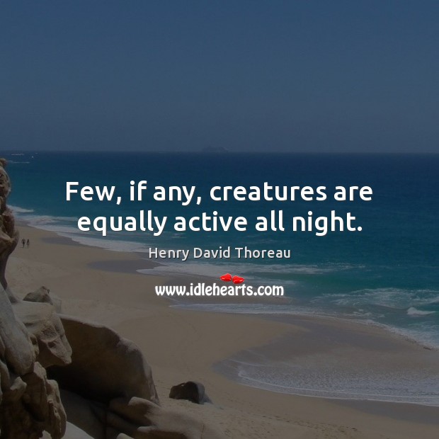 Few, if any, creatures are equally active all night. Henry David Thoreau Picture Quote
