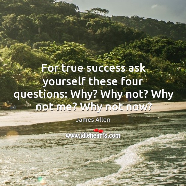 For true success ask yourself these four questions: why? why not? why not me? why not now? Image