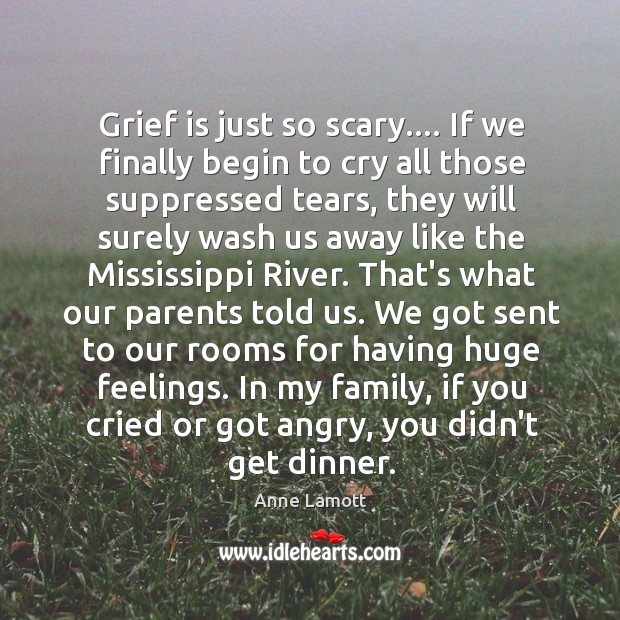 Grief is just so scary…. If we finally begin to cry all Anne Lamott Picture Quote