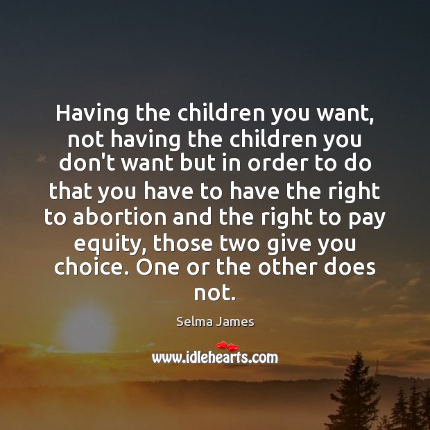 Having the children you want, not having the children you don’t want Selma James Picture Quote