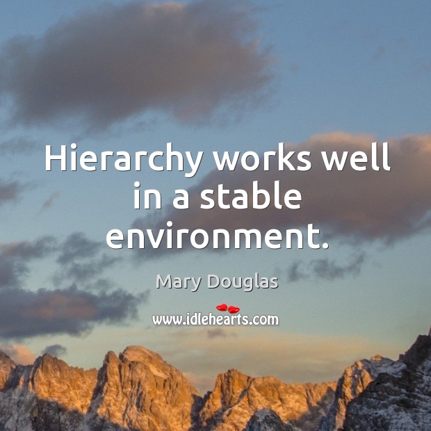 Hierarchy works well in a stable environment. Environment Quotes Image