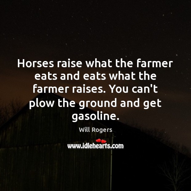 Horses raise what the farmer eats and eats what the farmer raises. Will Rogers Picture Quote