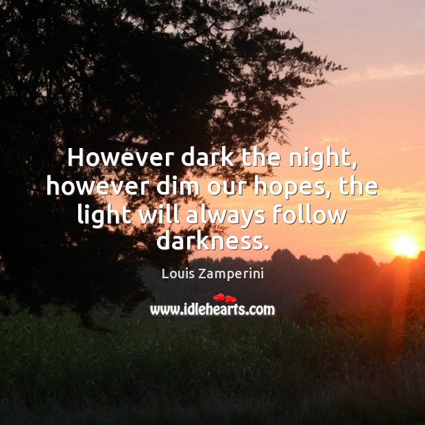 However dark the however dim our hopes, the light will always follow darkness. - IdleHearts