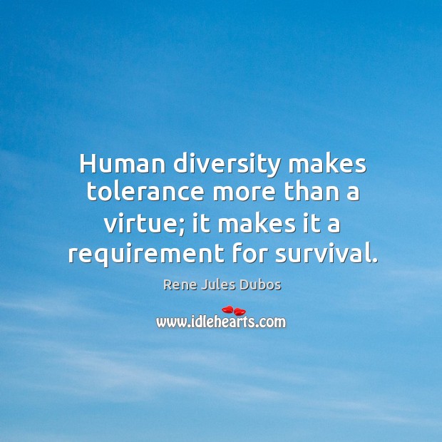 Human diversity makes tolerance more than a virtue; it makes it a requirement for survival. Image