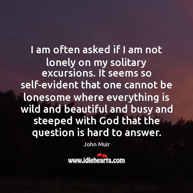 I am often asked if I am not lonely on my solitary John Muir Picture Quote