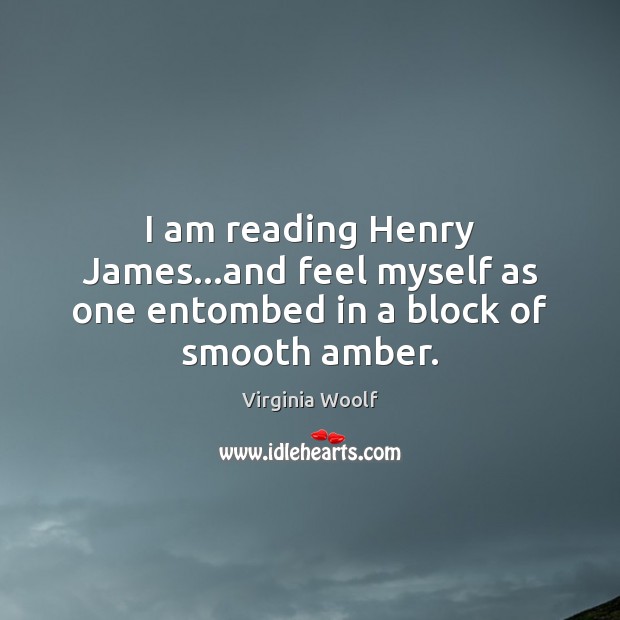 I am reading Henry James…and feel myself as one entombed in a block of smooth amber. Image