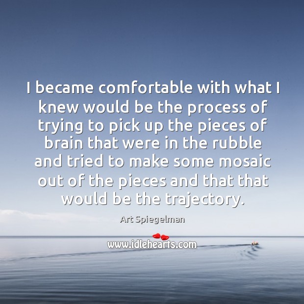 I became comfortable with what I knew would be the process of trying to pick up the pieces Image