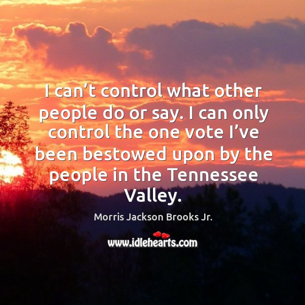 I can’t control what other people do or say. I can only control the one vote. Morris Jackson Brooks Jr. Picture Quote