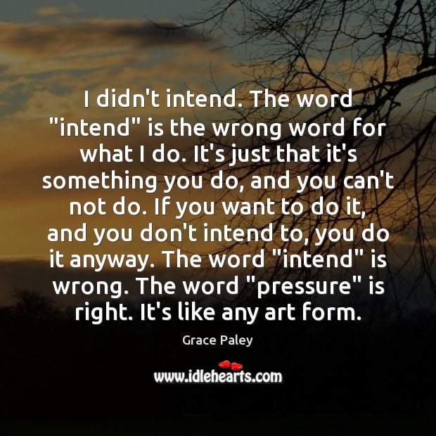 I didn’t intend. The word “intend” is the wrong word for what Picture Quotes Image