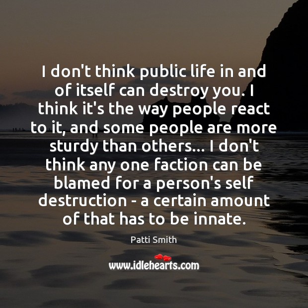 I don’t think public life in and of itself can destroy you. Image