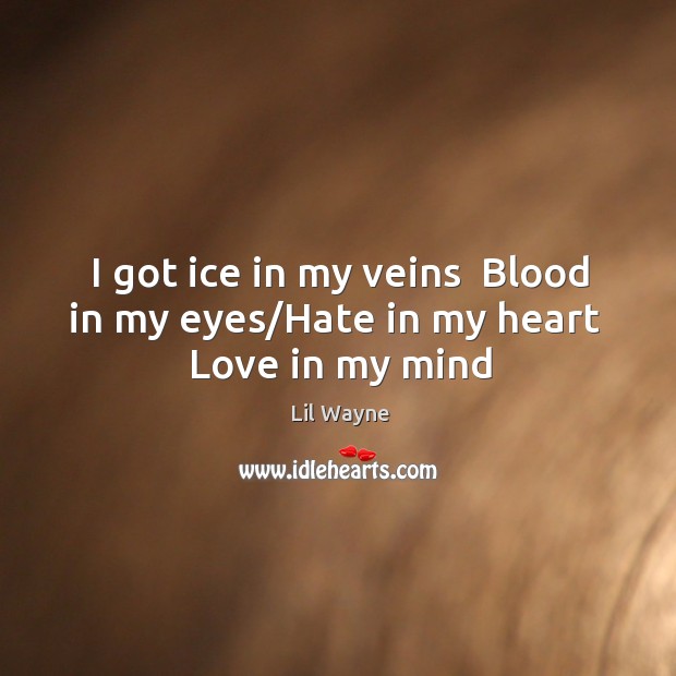 I Got Ice In My Veins Blood In My Eyes Hate In My Heart Love In My Mind