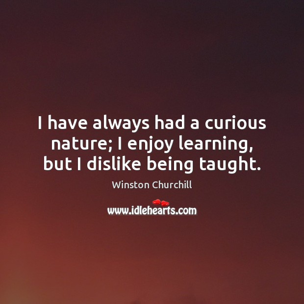 I have always had a curious nature; I enjoy learning, but I dislike being taught. Image