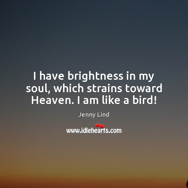 I have brightness in my soul, which strains toward Heaven. I am like a bird! Image