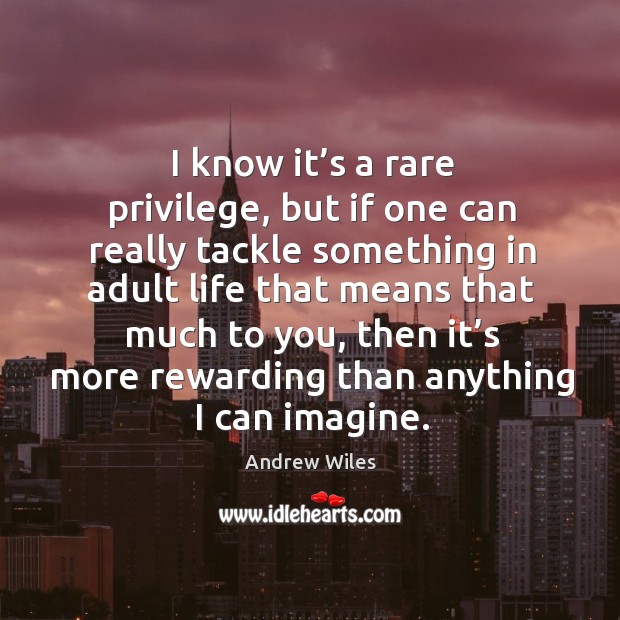 I know it’s a rare privilege, but if one can really tackle something in adult life that means Andrew Wiles Picture Quote