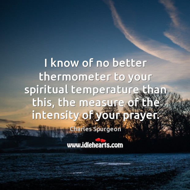 I know of no better thermometer to your spiritual temperature than this, Charles Spurgeon Picture Quote