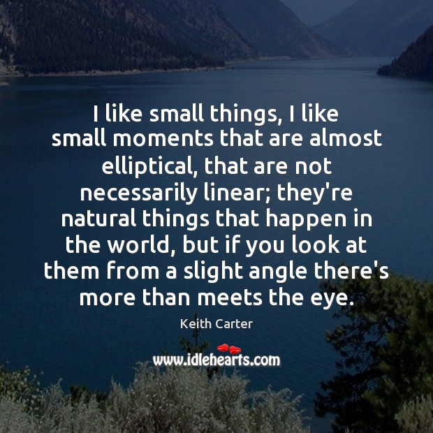 I like small things, I like small moments that are almost elliptical, Image