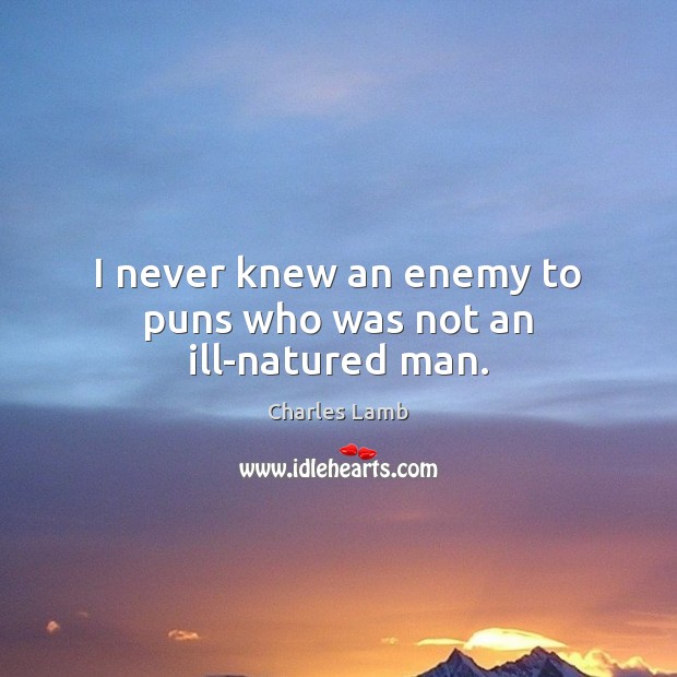 I never knew an enemy to puns who was not an ill-natured man. Enemy Quotes Image