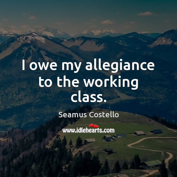 I owe my allegiance to the working class. Seamus Costello Picture Quote