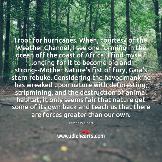 I root for hurricanes. When, courtesy of the Weather Channel, I see Nature Quotes Image