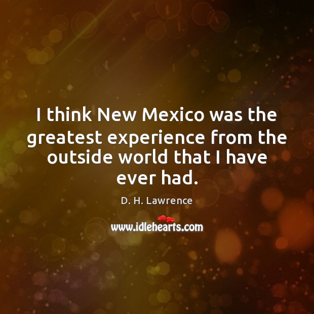 I think New Mexico was the greatest experience from the outside world D. H. Lawrence Picture Quote