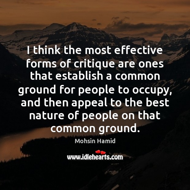 I think the most effective forms of critique are ones that establish Mohsin Hamid Picture Quote