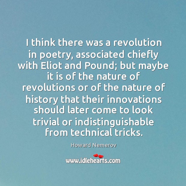 I think there was a revolution in poetry, associated chiefly with eliot and pound; Nature Quotes Image