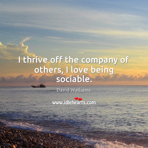 I thrive off the company of others, I love being sociable. David Walliams Picture Quote