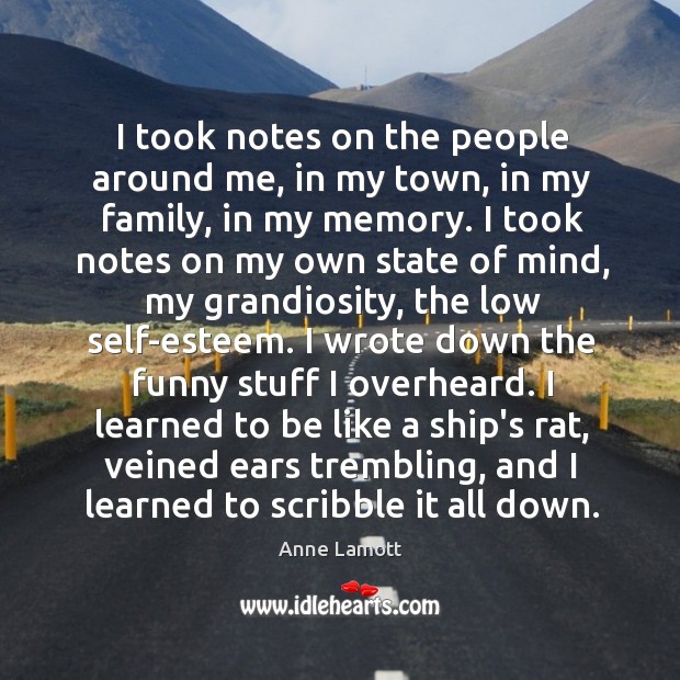I took notes on the people around me, in my town, in Anne Lamott Picture Quote