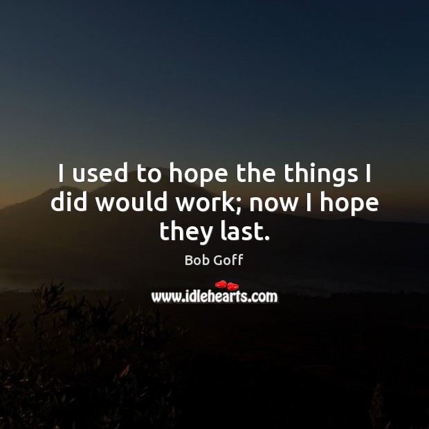 I used to hope the things I did would work; now I hope they last. Hope Quotes Image